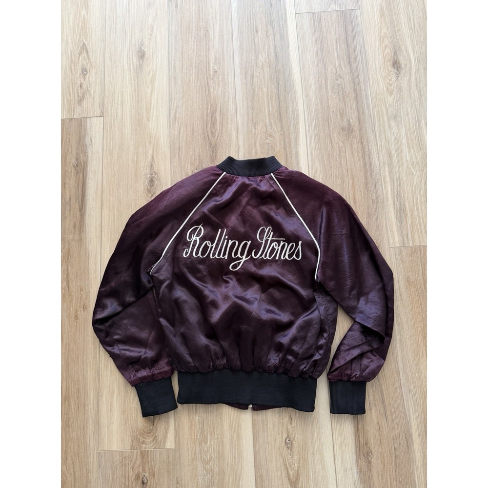 Vintage The Rolling Stones 1969 US Tour Satin Bomber Jacket Full Zip Adult Small